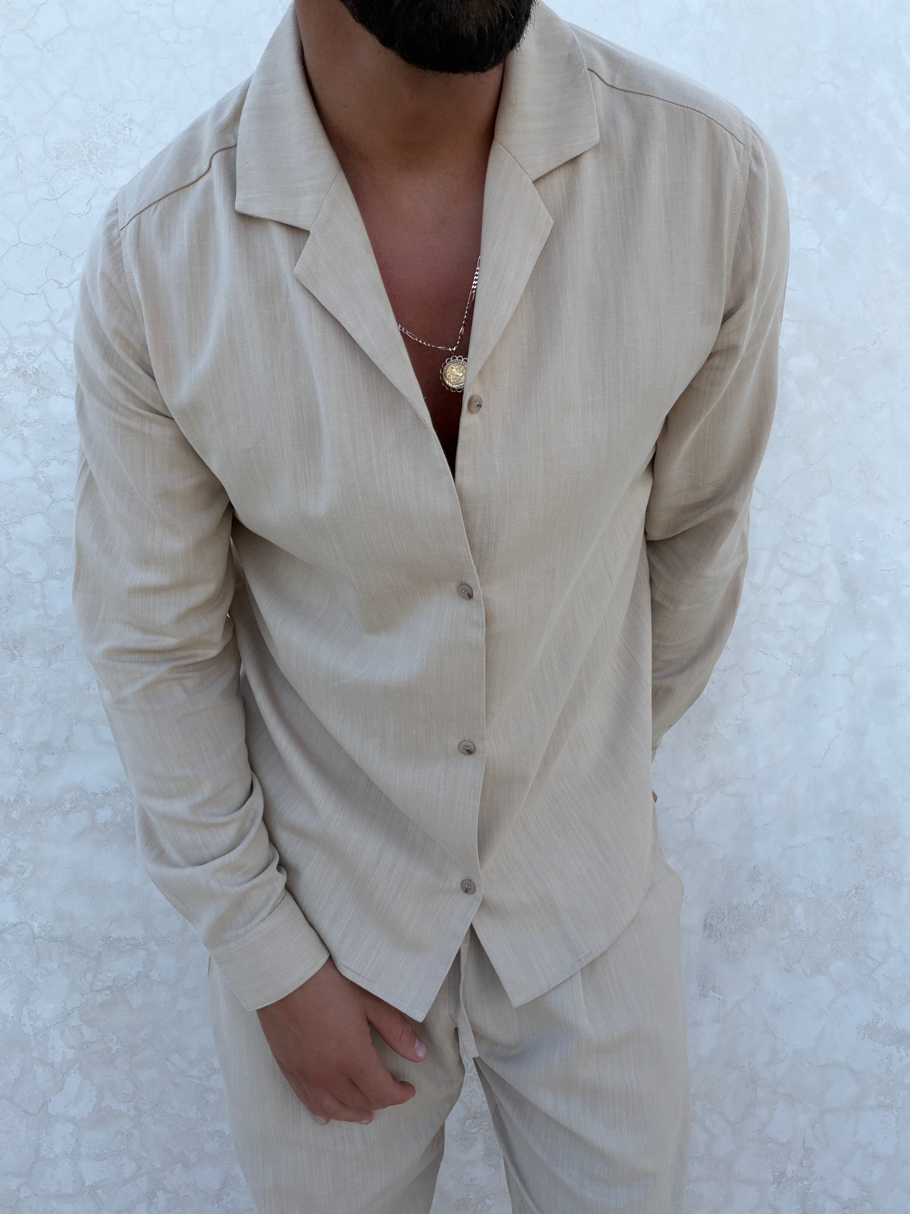 Leinenhemd Classic Beige