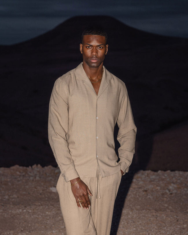 Leinenhemd Classic Taupe