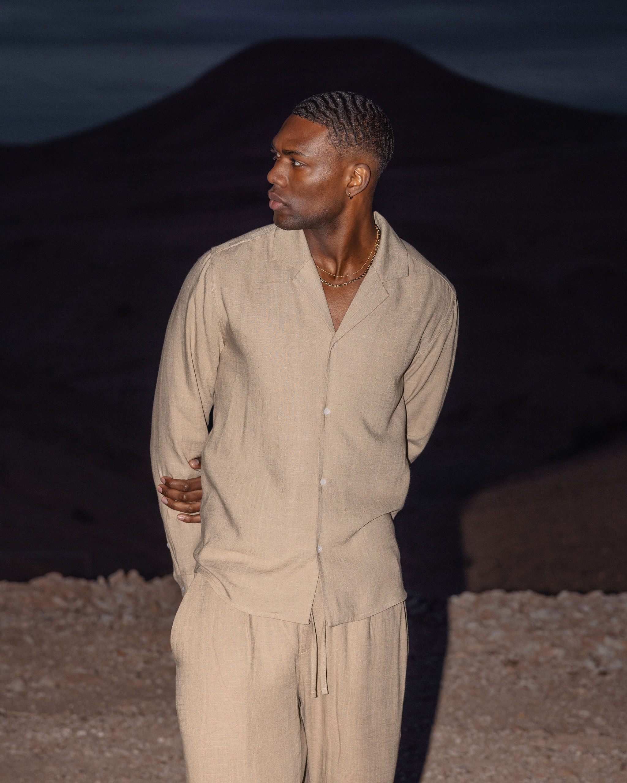 Leinenhemd Classic Taupe